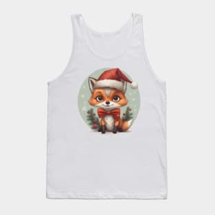 cute little fox cub wearing a santa hat Tank Top